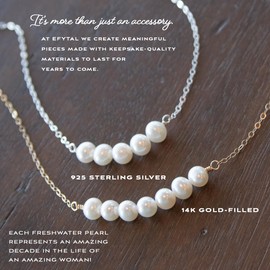EFYTAL 50th Birthday Gifts For Her, Sterling Silver Pearl Necklace, 40th Birthday Gifts Women, Happy Birthday Friendship Necklace, 30th 40th 50th 60th 70th, Cool Gifts for 50 Year Old Woman (7 Pearls - 70th Birthday, 925 Sterling Silver)