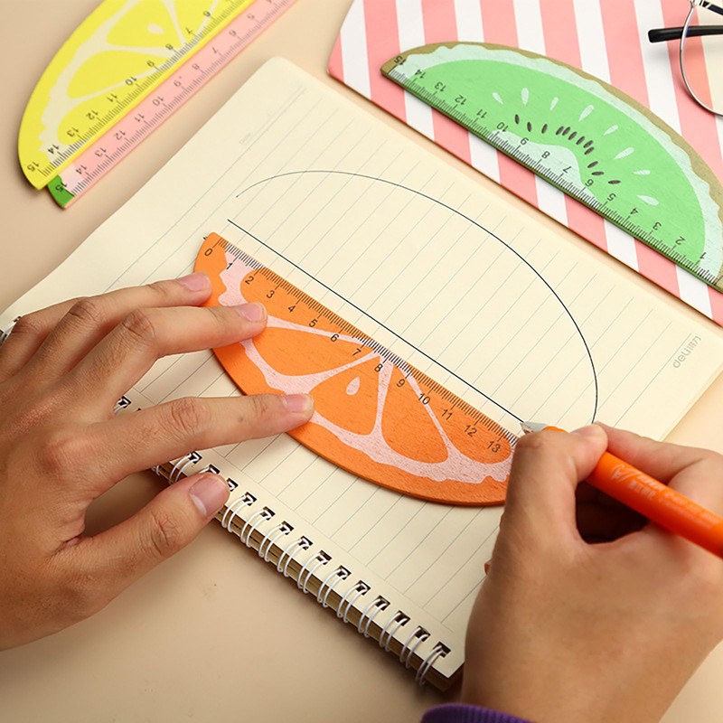 4Pcs Cute Colorful Fruit Wood Ruler Helpful Wooden Measuring Straight