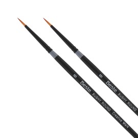 Creative Mark Beste Golden Taklon Bushy Round, #0-2 Pack Artist Paint Brush, Professional Watercolor Brushes, for Acrylic Painting, Short Handle, Sharp Edges, Hand-Tied & Shaped