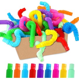 ANTDECOUS Pop Tubes 22 Pack Sensory Pop Tubes Bulk (Large & Small), Creative Learning for Kids, Fidget Tubes Toddler Stocking Stuffers Party Favors Classroom Prizes, Sensory Play - 9 Colors