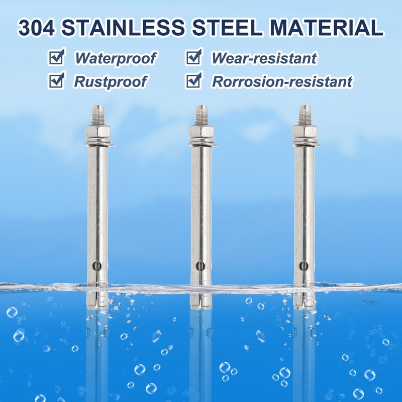 PATIKIL M6 x 100mm 304 Stainless Steel Expansion Bolts, 8