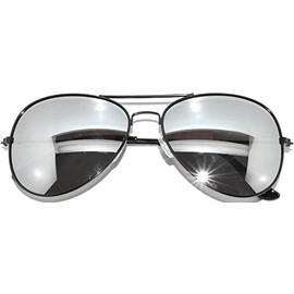 Classic Aviator Sunglasses Full Mirror Lens Metal Frame Silver Color UV Protection (avi_blk_mirror, Mirror)