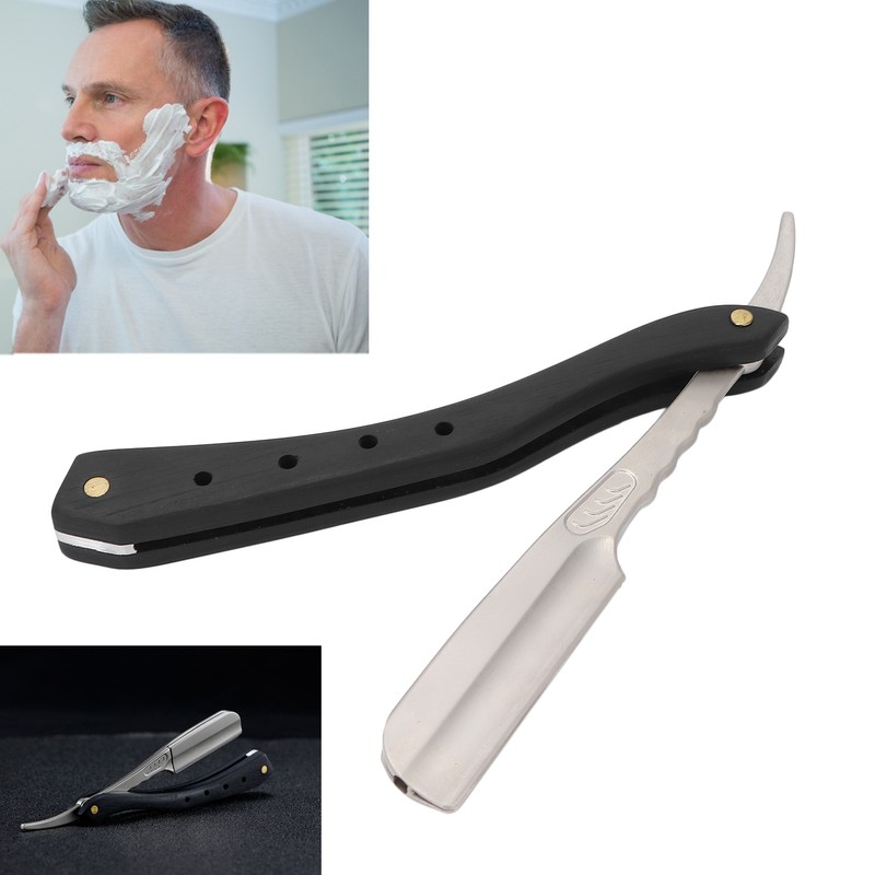 Men's Straight Edge Razor Zinc Alloy Wooden Handle Razor for
