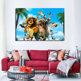 Myartstyle - Pictures, film, cartoons, animals, children, Madagascar 3, 70 x 50 cm, linen wall pictures, XXL, 1 piece wall pictures, art, 3D modern art prints, w-a-2042-86