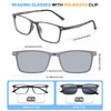 WEMOOTANTS Reading Glasses 1.5 Men, with Detachable Polarized Sunglasses Clip,