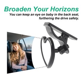 LoyaGour Baby Car Mirror Rear Facing,Convex Rear View Baby Mirrors for Cars,Automotive Interior 360 Degrees Adjustable Love Mirrors to See Rear Kids,Babies,Infants and Newborn(Clip on Install)