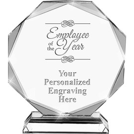 Employee of The Year Crystal Awards, 6.75" Custom Employee Award with Engraving Included Prime