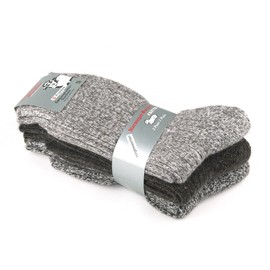 GoWith Men's Wool Socks, 3 pairs multipack, cushioned thick natural wool warm winter socks, soft top thermal effect UK size 6-8 and 9-11 (UK 9-11, Brown-Beige-Dark Brown) (6004)