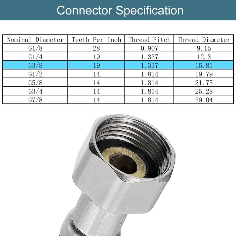sourcing map 16 Inch Long Faucet Supply Line Connector, G3/8