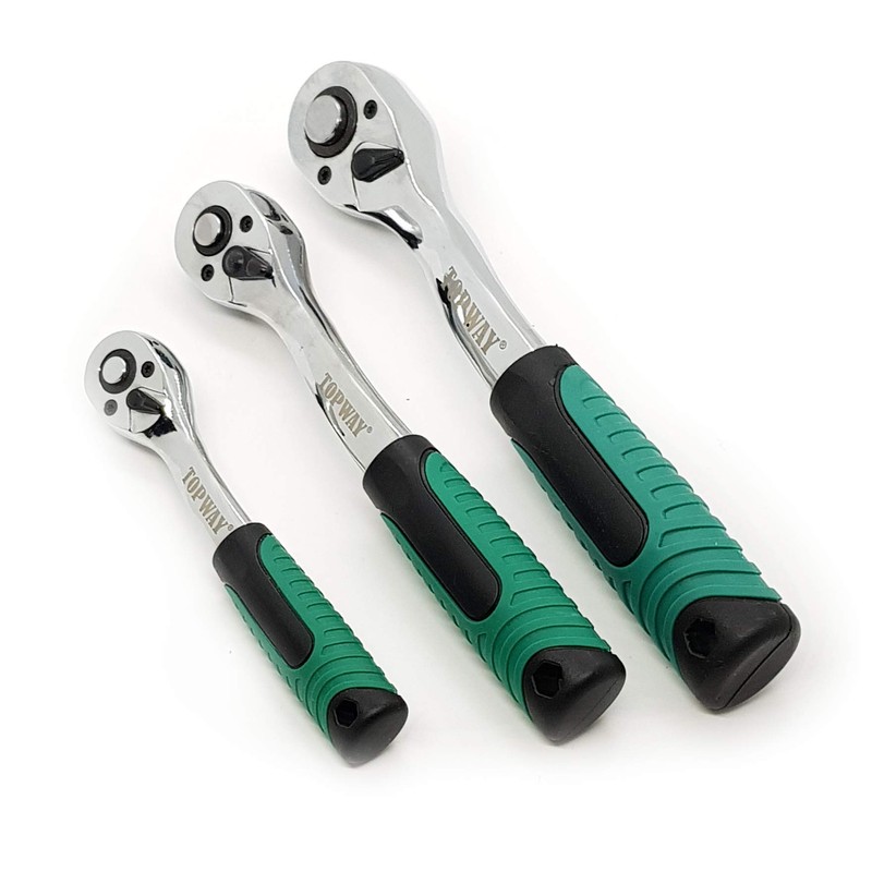 TOPWAY 3/8" Drive Ratchet Handle, 72-Teeth Quick-Released Socket Wrench Handle,
