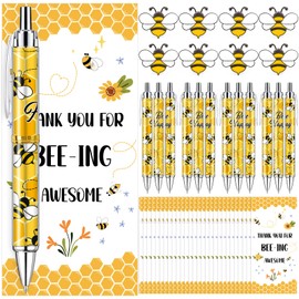 EYNDYN 36 Sets Bee Gifts Bulk Employee Appreciation Gift Bulk Team Baby Shower Favors Includes 36 Pcs Ballpoint Pens and 36 PCS Bee Pin for Office School Baby Shower Gifts