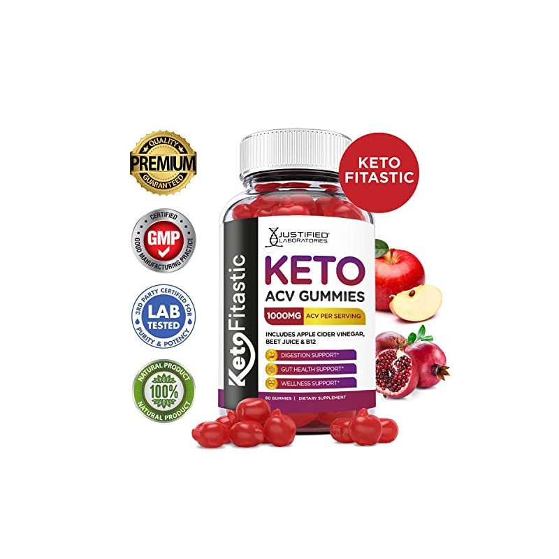 Justified Laboratories (2 Pack) Ketofitastic Keto Gummies 1000MG ACV with