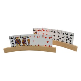 GICO 7956 Playing Card Holder for Playing Cards - Pack of 2 Wooden Playing Card Stands, Length of Card Holders Each 33 cm
