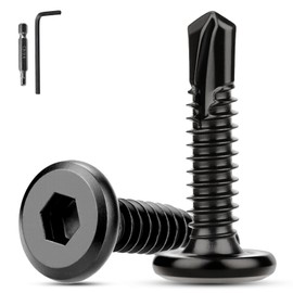 XRXYMQ 60 Pcs Self Tapping Screws Metal M6.3 x 25 mm Self Drilling Screws Flat Head Stainless Steel Screw Black Stainless Steel Tapping Screw For Aluminum Plastics Wood