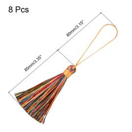 sourcing map Bookmark Tassels, 8 Pieces 6.5 Inch Silk Soft Mini Tassel with Bows for Keychain Graduation Handmade DIY Craft Accessories, Multicoloured