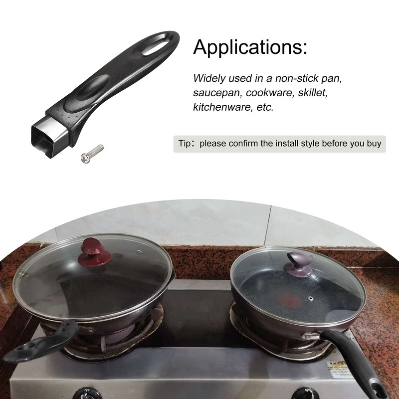 sourcing map Pan Replacement Handle Black 178mm/7inch with Screw Nonstick