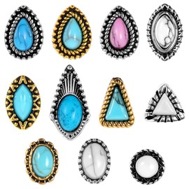30Pcs Western Nail Charm, Vintage Turquoise Nail Ornaments, 3D Retro Art Rhinestone Nail Accessories for Acrylic Nails Women DIY Decorations Craft Supplies