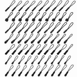HOLDALL 70 Pack Zipper Pull Replacement, 7 Styles Paracord Zipper Extender Tabs for Golf Bag, Backpack, Luggage, Jackets, Coats, Purses, Handbags, Tents & Clothes - Black