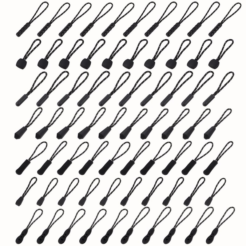HOLDALL 70 Pack Zipper Pull Replacement, 7 Styles Paracord Zipper