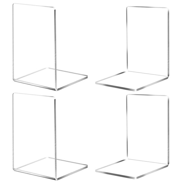 Bookends Set of 4 Clear Acrylic Bookends. Suitable for School,