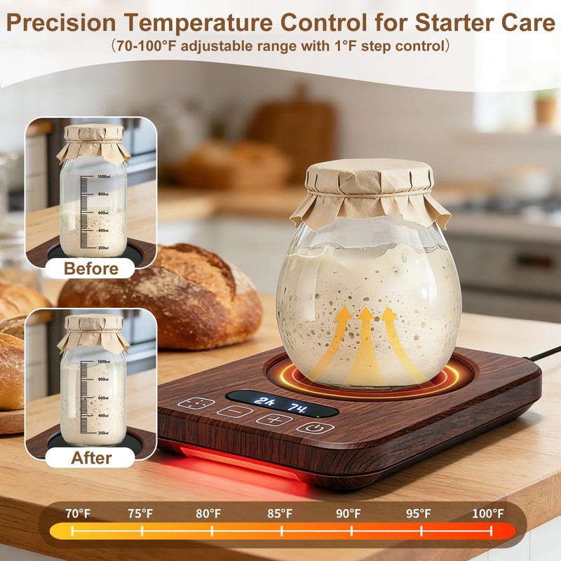 NeovaDomiX Sourdough Starter Warmer, 70–100°F, 1°F Control