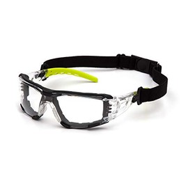 Pyramex Fyxate Safety Glasses Clear Lens H2MAX AF With Foam Padding And Lime Temples