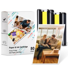 Akouta Compatible for Amber M100/M200 4x6 Photo Printer 80 Sheets Photo Paper & 2 Ink Cartridges Refill for DHP512/DHP513丨Water Oxidation-Proof,Dye Sublimation,Vibrant and Vivid Colors