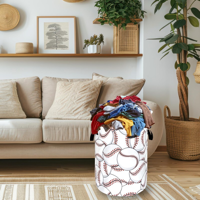 Personalize Baseball Laundry Basket Oxford Cloth Foldable Funny Laundry Hamper