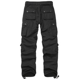 TRGPSG Men's Wild Cargo Pants, Camo Pants Cotton Casual Work Hiking Pants with 8 Pockets 5337 Black 44