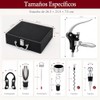Set Abridor de Vino con 10 Accesorios, Caja Negra, Sacacorchos
