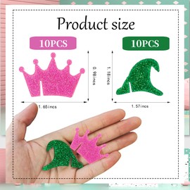 CuddleJunk 20 Pcs Wine Glass Charms, Pink and Green Themed Party Wine Glass Markers, Crown and Witch Hat Drink Tags for Princess Party Decorations