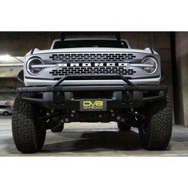 DV8 Offroad License Plate Relocation Bracket for 2021-2024 Ford Bronco | OEM Steel Front Bumper | Lower Center Mount | Keeps Grille Open | Quick & Easy Installation