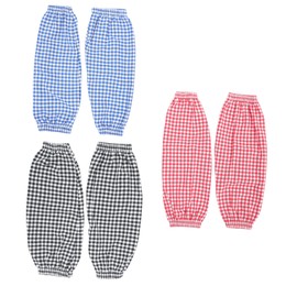 HONMEET 3Pairs Cleaning Oversleeves Anti-dust and Oilproof Arm Sleeves Protector for Washing Gardening and Food Processing Gingham Pattern Arm Sleeve Covers for Men and Women