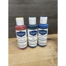 AmeriColor Lot Of 3 Americolor Soft Gel Paste Food Color Assorted Colors Yellow Teal Blue