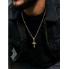 FaithHeart Gold Cross Necklace for Men, Stainless Steel Cross Chain