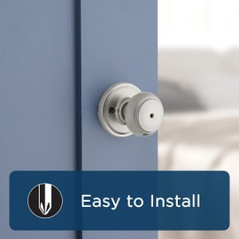 Weiser Troy Satin Chrome Door Knob, Interior Door Handles/Privacy Knobs for Bedroom and Bathroom Doors, Keyless Bathroom/Bedroom Door Lock, Traditional Home Décor