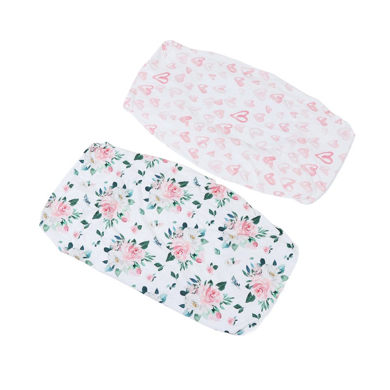 2Pcs Bassinet Sheet Polyester Cotton Breathable Elastic Bassinet Pad Mattress