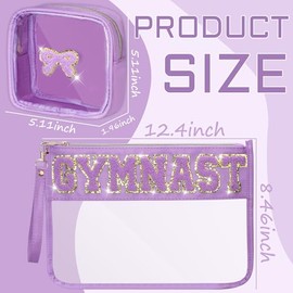 BuyCard - 2 bolsas de viaje transparentes de chenilla, con cierre, bolsa de maquillaje de PVC y nailon con cierre, bolsa de aseo de viaje impermeable 
