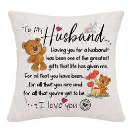 Hardeson To My Husband Birthday Gifts, Cushion Covers Gifts for Husband, Wedding Anniversary Pillocases Gifts for Husband from Wife, Valentines' Day for Hubby Him Men