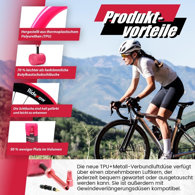 RideNow TPU MTB Inner Tube 27.5 Inch FV45 mm Metal