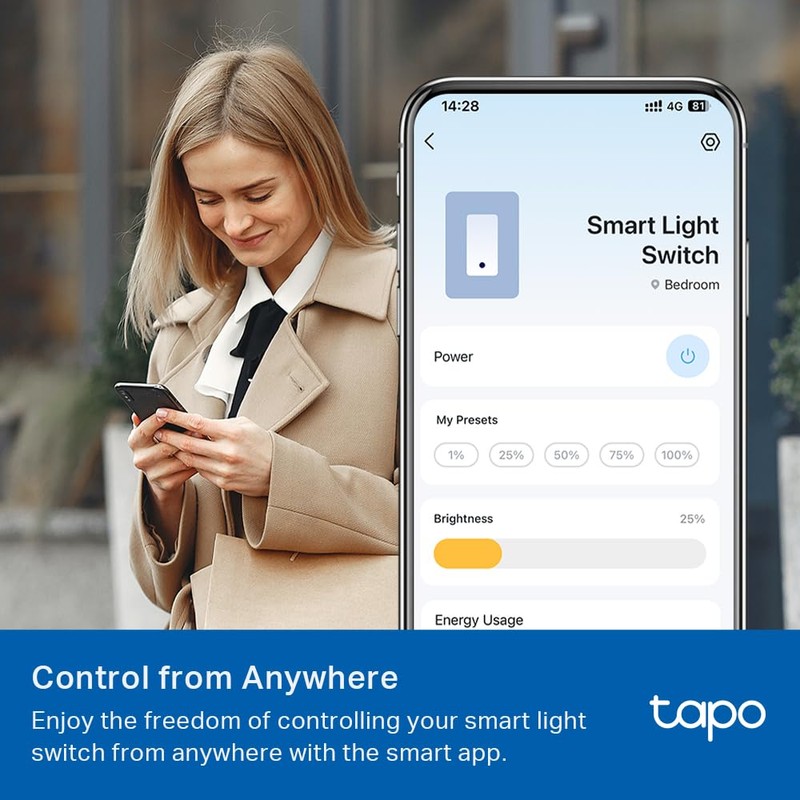 TP-Link Tapo Smart 3 Way Dimmer Switch KIT, Matter Compatible,