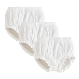 SOBOWO 3-Pack Bloomers for Baby Girls Diaper Covers Ribbed Ruffle Solid Triangle Baby Girl Shorts Summer Toddler Underwear(3 Pieces White, 2-3T)