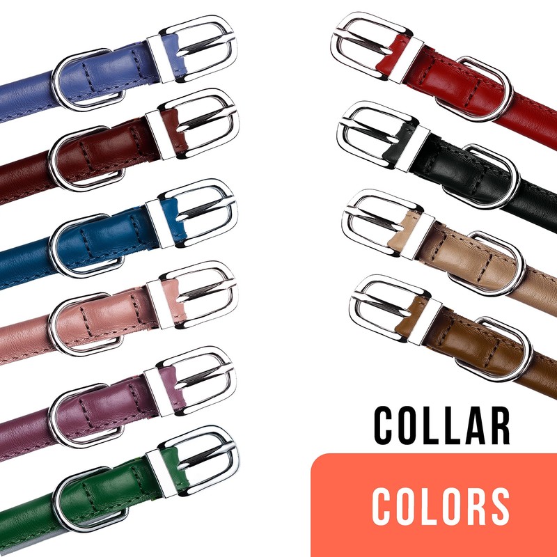 OOPSDOGGY Rolled Leather Dog Collar Reflective Roll Colars for Small
