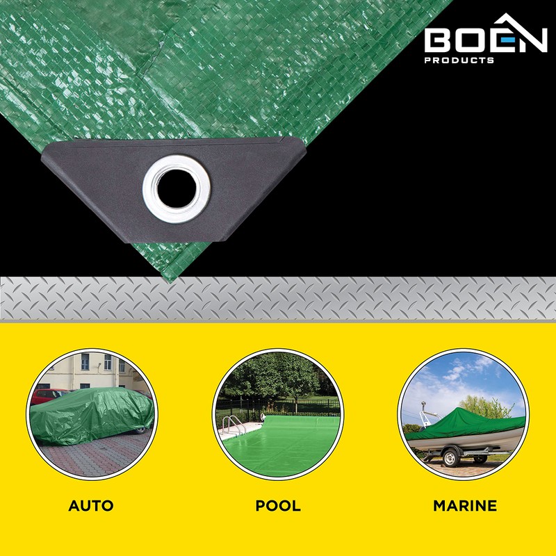 Green Tarp Heavy Duty Waterproof 8 Mil Thick Material, Multi-Purpose