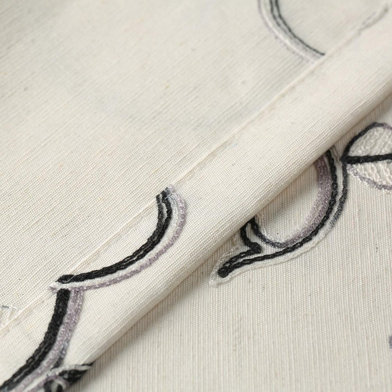 VOGOL Kitchen Curtain Valances for Small Windows, Gray Vines Embroidered