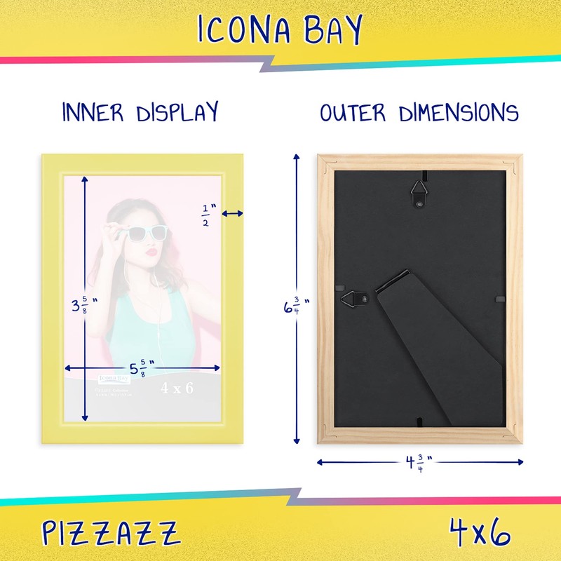 Icona Bay 4x6 (10x15 cm) Picture Frame, Pastel Yellow Colored