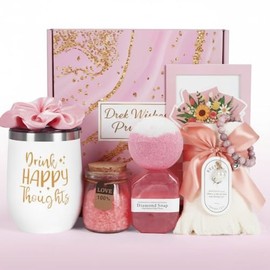 Regalos de cumpleaños y bienestar para mujeres, cesta única de regalo de cuidado propio para mamá, esposa, amigos