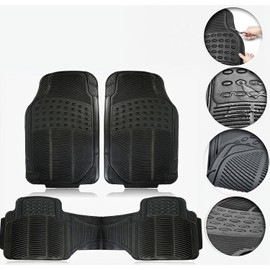 Alfombrillas de Coche，3PC Tapetes Coche，Alfombrillas para Vehículos PVC Impermeables y Antideslizantes Universales Cortable，Alfombrillas de Goma Resistente para Coche SUV Camión & Van