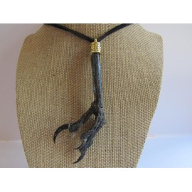 Real Crow Foot/Talon Claw Necklace Bird Feet Animal Bone Jewelry Gold