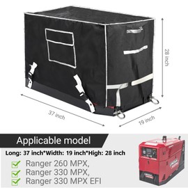 Waterproof Welder Generator Cover for Ranger MPX Series - Heavy Duty 600D Oxford, All Weather Protection, Fits Ranger 260 MPX, 330 MPX, 330 MPX EFI (37"D×19"W×28"H), Black